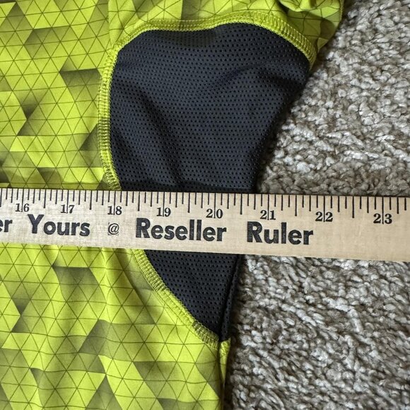 Asics Shirt Mens Large Neon Yellow Geometric Running Short Sleeve Mesh Athletic - Picture 7 of 8
